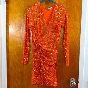 FN Orange Sequin Mini Dress